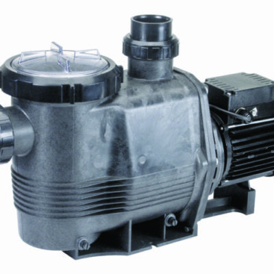 Swimming pool pump with transparent strainer lid